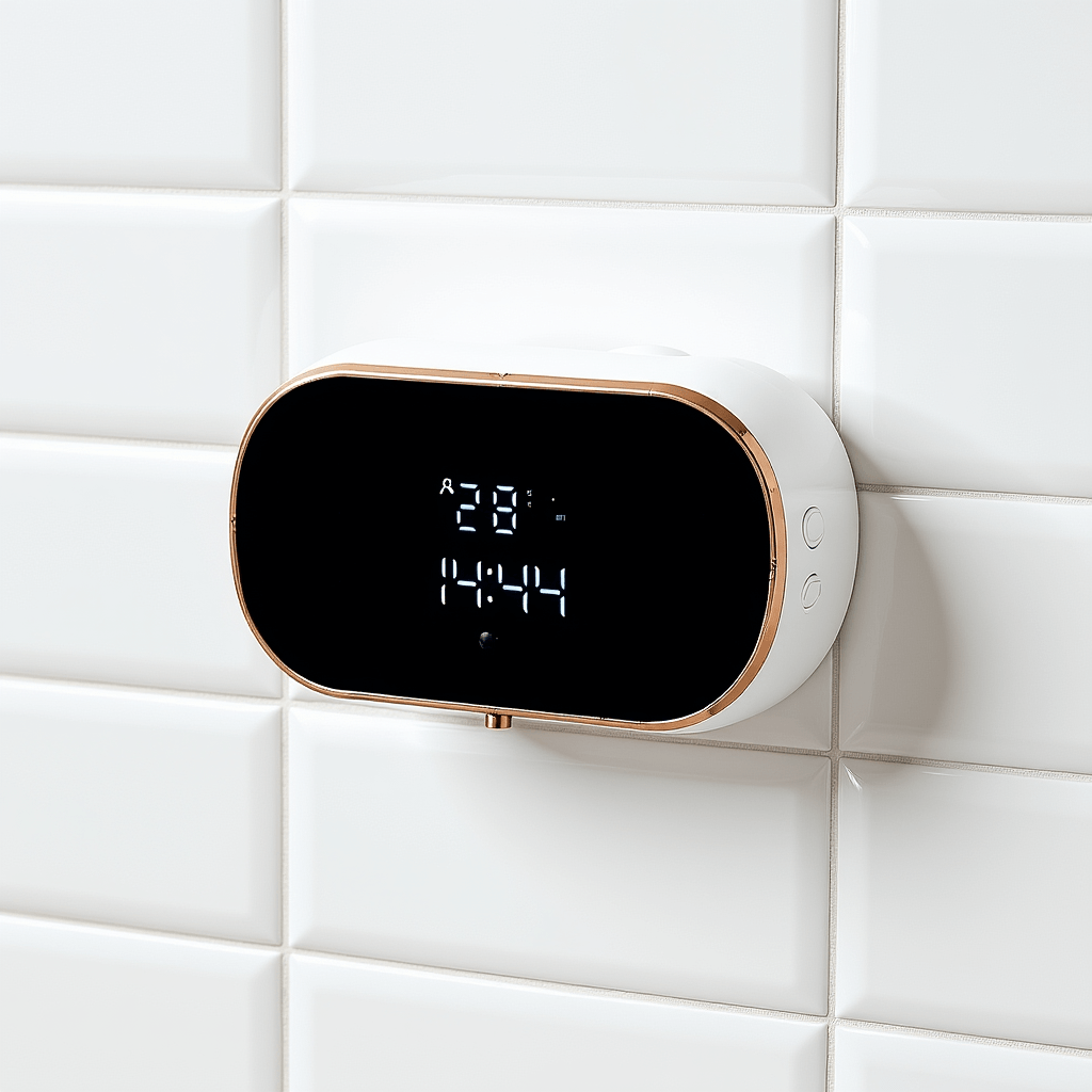 Luméa Foam & Soap Dispenserbs on modern bathroom wall